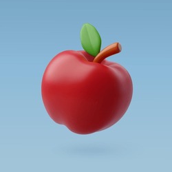 3d Vector Red Apple, Education, Back To School Concept. Eps 10 Vector.
