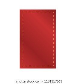 3d vector Red empty rectangle fabric ribbon hang on.