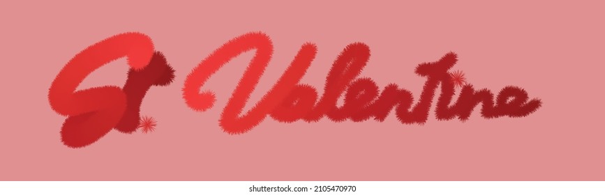 3D Vector Red Fluffy Text: St. Valentine On Light Red Background Banner