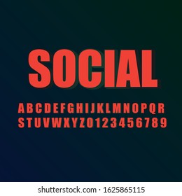 3d vector red font alphabet and numbers, social word