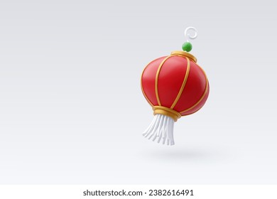 3d Vector Red hanging lantern, Chinese New Year concept. Eps 10 Vector.