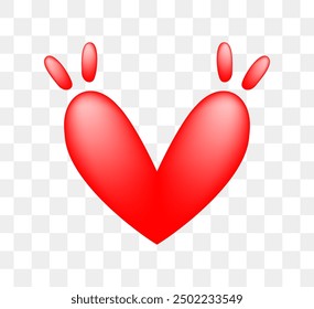 3D Vector red heart, vector element.