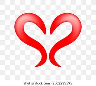 3D Vector red heart, vector element.