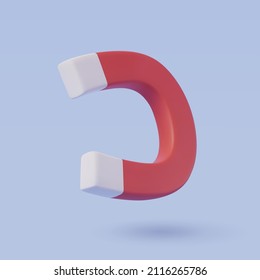 3d vector of Red Horseshoe Magnet. science and education concept.