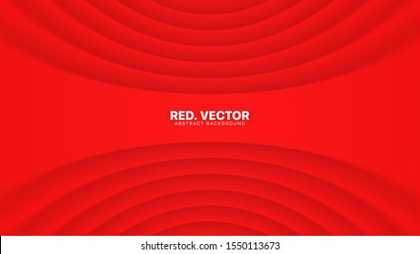 3D Vector Red Luxury Gala Ceremonial Elegant Abstract Background. Red Vector Background. Clear Blank Subtle Geometric Distorted Stripes Party Event Decoration. Minimalist Style Wallpaper