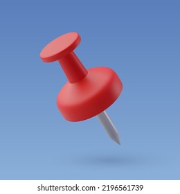 3 d Vector Red push pin, Fixing memo para Office. Vector Eps 10.