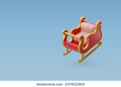 3d Vector Red Santa claus sleigh with gift box, Merry Christmas and Happy new year concept. Eps 10 Vector.