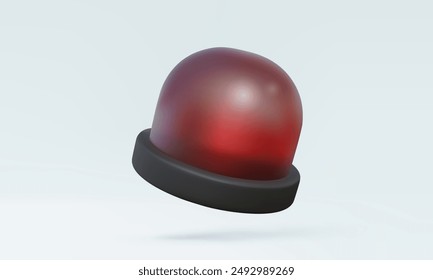 3D vector Red siren car police flasher open emergency alert warning urgency, ambulance of help floating on pastel background. minimal cartoon, Eps 10 vector. 3d render illustration design elements