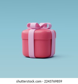 3d Vector of red valentine's day present gift box putting on blue. Anniversary, Valentine's Day Concept. Eps 10.