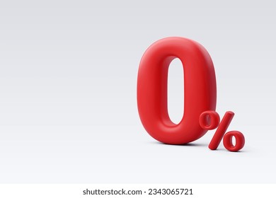 3d Vector Red zero percent or 0% special offer and discount. Eps 10 Vector.