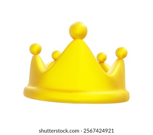 3D vector render illustration of golden crown icon, simple and striking. Suitable for use with themes related to royalty, success, and leadership. or high status isolated on white background