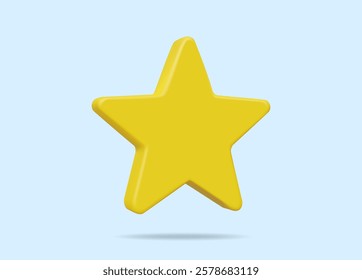 3D vector render illustration of minimalist golden star icon with simple background. Ideas about awards, achievements, ratings, high-quality symbols, reviews, applications, popular services.