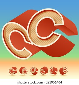 3D vector retro alphabet for summer typography design. All symbols in set have 8 random points of view. Letter C