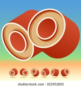 3D vector retro alphabet for summer typography design. All symbols in set have 8 random points of view. Letter O