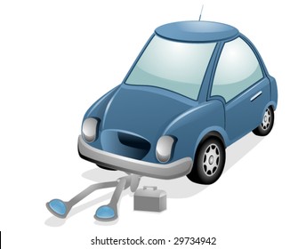 3D-Vektorrobot: Automechaniker