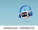 3d Vector Robot chatbot, AI support in technology and business concept. Eps 10 Vector.