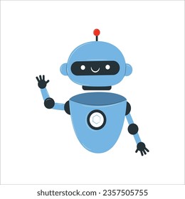 3d Vector Robot chatbot, IA en ciencia y negocios, Tecnología y concepto de ingeniería. Un bot de IA dice usuarios Hola. Chatbot saluda. Consulta en línea. Ilustración de dibujos animados. 2415