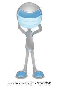 3D Vector Robot: Wearing Mask - Vector