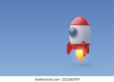 3d Vector Rocket upswing. Science, Startup, Space, business concept. Eps 10 Vector.