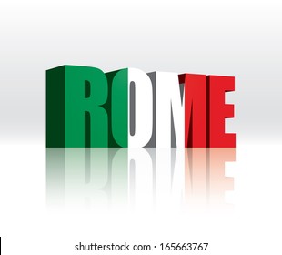 3D Vector Rome (Italy) Word Text Flag 