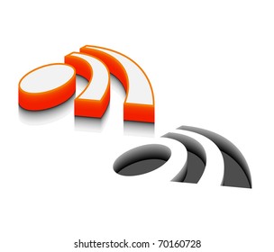 3d vector rss symbol design element.