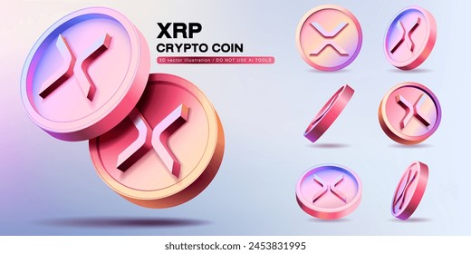 3D Vector RXP Cryptocurrency Coins Set. Perspective Illustration about Crypto Coins