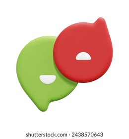 3d vector sad and happy speech bubble icon. Isolated on white background. 3d social media communication concept. Cartoon minimal style. 3d chat icon vector render illustration.