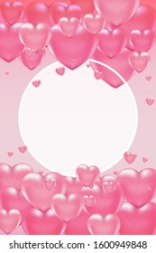 3d vector saint valentine s day pink heart and red dots banner or card on light background. Poster and invitation