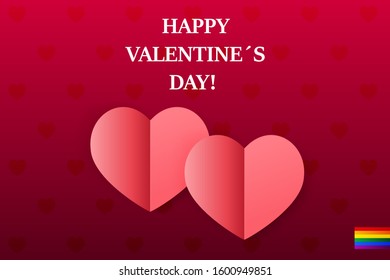 3d vector saint valentine s day pink heart and red dots banner or card on light background. Poster and invitation