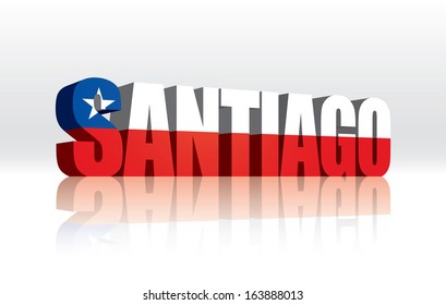 3D Vector Santiago (Chile) Word Text Flag 