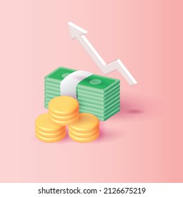 3d vector save money coin gold banking investment buy sell and arrow 