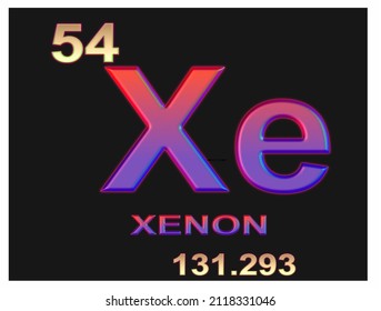 3D VECTOR SCIENTIFIC ILLUSTRATION OF XENON  SYMBOL WITH ATOMIC NUMBER 54