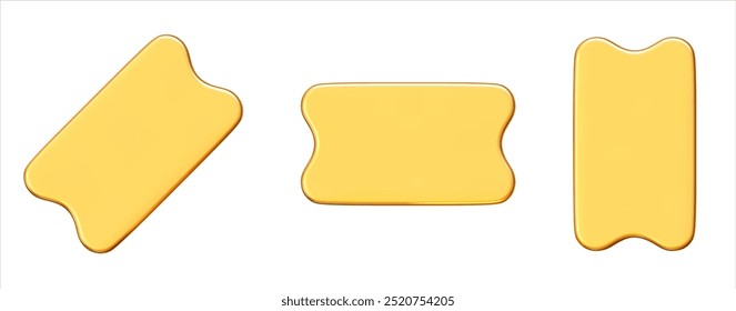 3d vector set empty gold coupon or voucher blank on isolated background. Stock vector illustration.