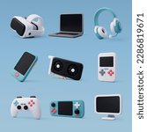 3d Vector set of games icon, Video game and esports, Game concept. Eps 10 Vector