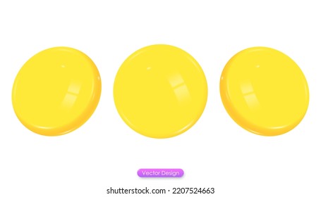3d vector Set of golden coin icon in different shape for the website browser concept.Symbol of gold and wealth.3d icon glossy shade style for mobile app.Sending messages symbol.3d vector illustration.