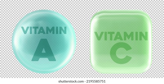 3d vector set of multivitamin complexes. Multivitamin supplement. Vitamin A, C. An essential vitamin complex. Healthy lifestyle concept