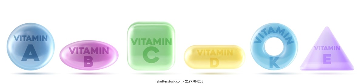 3d vector set of multivitamin complexes. Multivitamin supplement. An essential vitamin complex. Healthy lifestyle concept