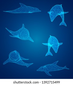 3d vector set. ocean protection. dolphin