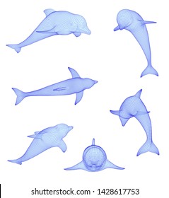 3d vector set. ocean protection. dolphin