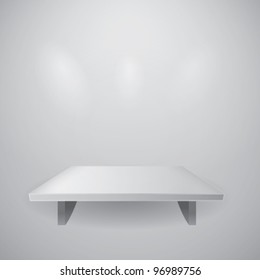 3d vector shelf on gray wall
