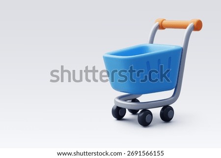 3D Vector Shopping Cart for Online Store and E-commerce. Eps 10 Vector.
