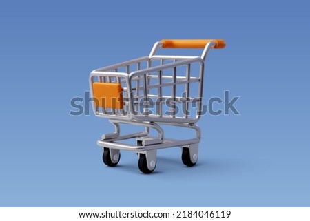 3d Vector Shopping Trolley, Shopping Online Concept. Eps 10 Vector.