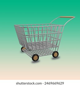3d Vector Shopping Trolley with Parcel boxes, Shopping Online Concept. Eps 10 Vector.