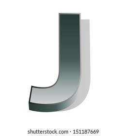 3d vector of the silver letter J on a white isolated background. 