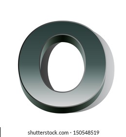 3d vector of the silver letter O on a white isolated background. 