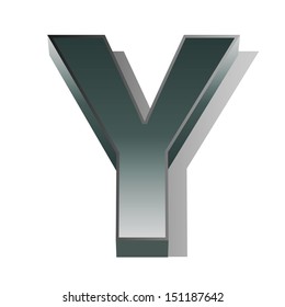 3d vector of the silver letter Y on a white isolated background. 