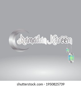 Podio plateado vectorial 3D con lámpara