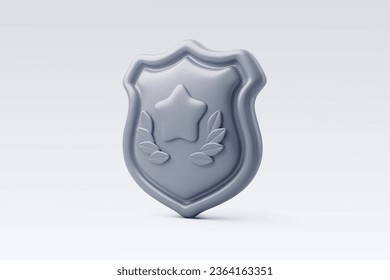 3d Vector Silver police badge, Law and fairness concept. Eps 10 Vector.