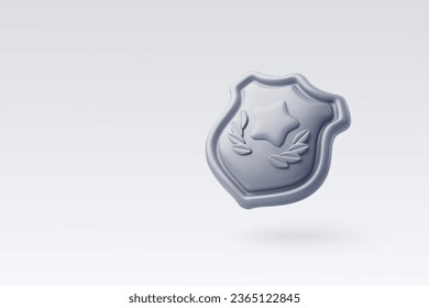 3d Vector Silver police badge, Law and fairness concept. Eps 10 Vector.