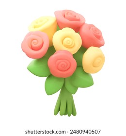 3d vector simple illustration, primitive, minimalistic bouquet of roses